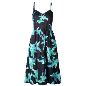 Women Print Floral Stripe ( 3XL) vestidos