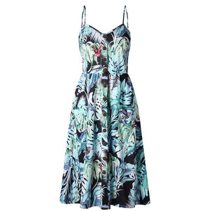 Women Print Floral Stripe ( 3XL) vestidos