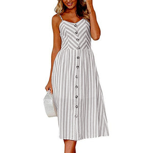 Women Print Floral Stripe ( 3XL) vestidos
