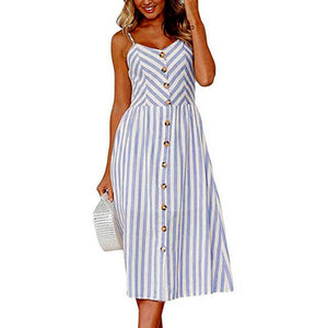 Women Print Floral Stripe ( 3XL) vestidos