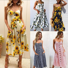 Load image into Gallery viewer, Women Print Floral Stripe ( 3XL) vestidos
